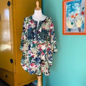 Multi colored floral tunic